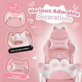 thumbnail image 5 of Waleaf Pink Gaming Chair with Cat Paw Lumbar Cushion and Cat Ears for Girls, Reclining Office Computer Chair with Footrest for Adults, Teens, 5 of 6