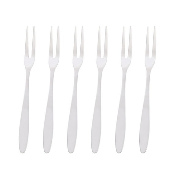 FELTECHELECTR Stainless Steel Fruit Forks for Eating Fruit and with Two Prongs Design 12 Pieces Silver