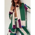 thumbnail image 2 of KelaJuan Women Pajama Set, Contrast Color Long Sleeve Shirt with Pants Sleepwear Loungewear Casual Outfit, 2 of 6
