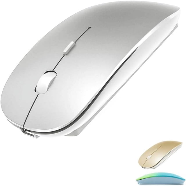 Souris Bluetooth Rechargeable pour MacBook/MacBook air/Pro/iPad, Souris Sans Fil pour MacBook/Ordinateur Portable/Notebook/iPad/Chromebook/PC (Argent)