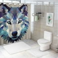 thumbnail image 6 of COMIO Bathroom Shower Curtain Animal with Geometry Wolf Head White, 6 of 6