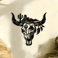 thumbnail image 6 of Bull Skull & Cactus Metal Wall Art, Rustic Iron Sign, Home & Outdoor Decor, 6 of 7