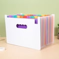 thumbnail image 1 of Nvzi Organizador de archivos en forma de acordeón, carpeta de archivos expandible con 25 bolsillos, soporte para documentos tamaño carta A4, arcoíris blanco, 1 of 4