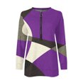 thumbnail image 4 of XWSHYW Plus Size Tops Women'S Printed Zippered Round Neck Long Sleeved Top, 4 of 5