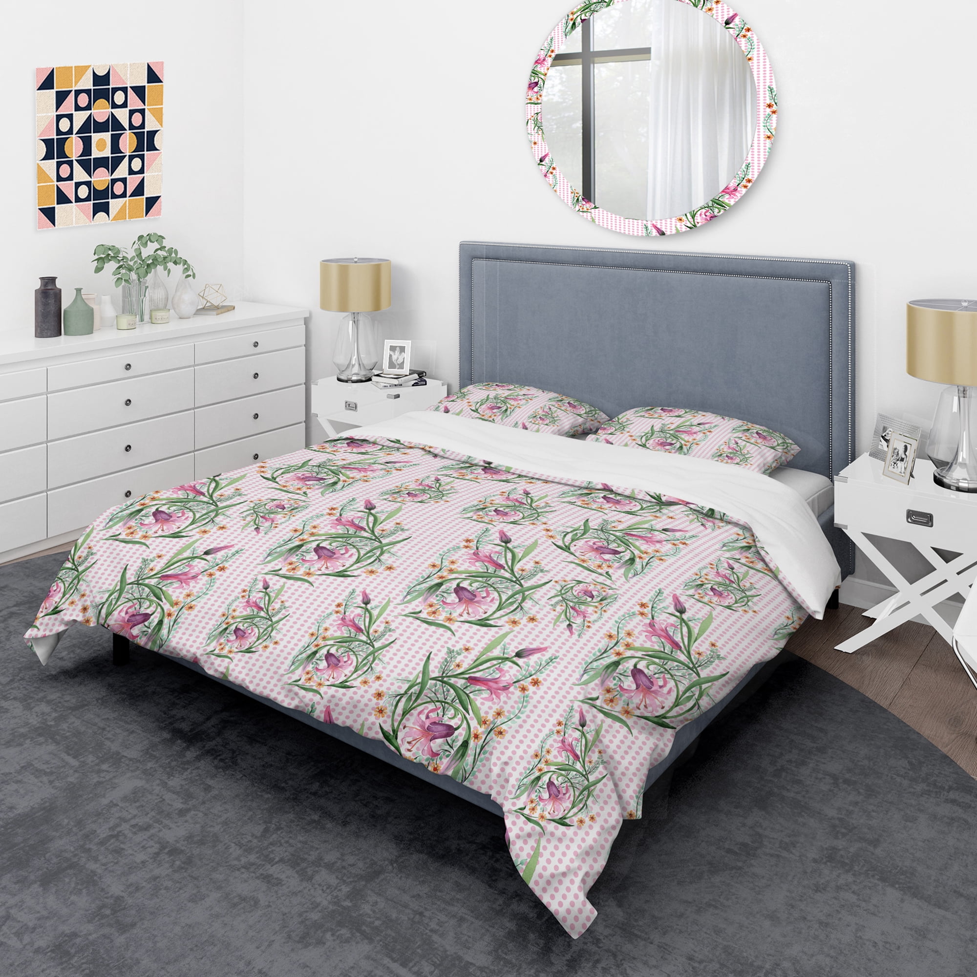 Designart 'Floral Botanical Retro X' Mid-Century Modern Duvet Cover Set