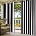 thumbnail image 3 of Black Striped Outdoor Curtains for Patio Waterproof,Windproof Privacy Curtains with Weighted Bottom,Modern Farmhouse Black White Stripes Outside Drapes for Picnic Garage Yard Cabana 54"x95" 1 Panel, 3 of 8
