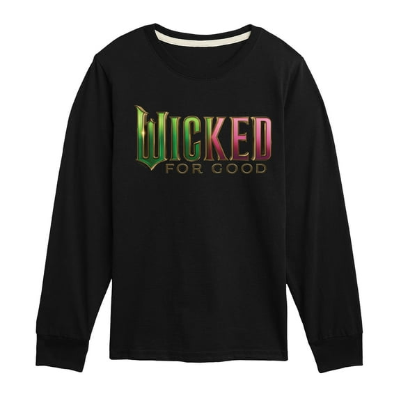 Wicked - Green To Pink Logo - Youth Long Sleeve Graphic T-Shirt