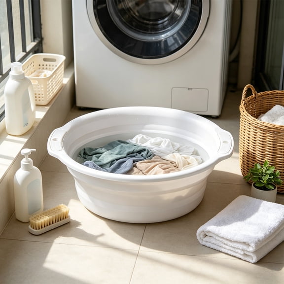 Snmubt Gray Extra Large Foldable Washbasin, Collapsible Plastic Bath Bucket for Laundry and Foot Soak, Space Saving Home Storage Tub