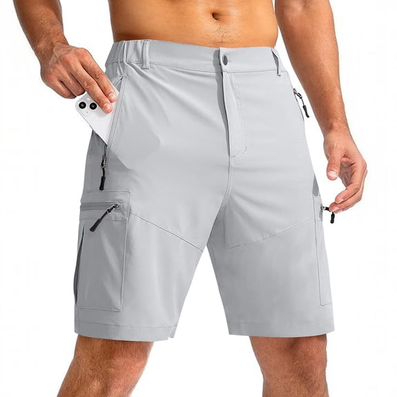 Mens Golf Shorts Relaxed Fit Stretch Business Casual Short Button Elastic Waist Bermuda Workout Short, L