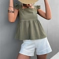 thumbnail image 4 of Women Square Neck Tank Tops, Womens Smock Chic Ruffle Hem Strap Vest Cami Top Trendy Loose Fit Causal Blouse, 4 of 5