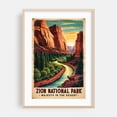 thumbnail image 2 of Retro Travel Art: Zion's Towering Sandstone Cliffs - Utah Illustration Travel Poster Vintage Poster Desert Landscape Nature Wildlife Scenic Unframed Wall Art Print 24 x 36 inches, 2 of 60