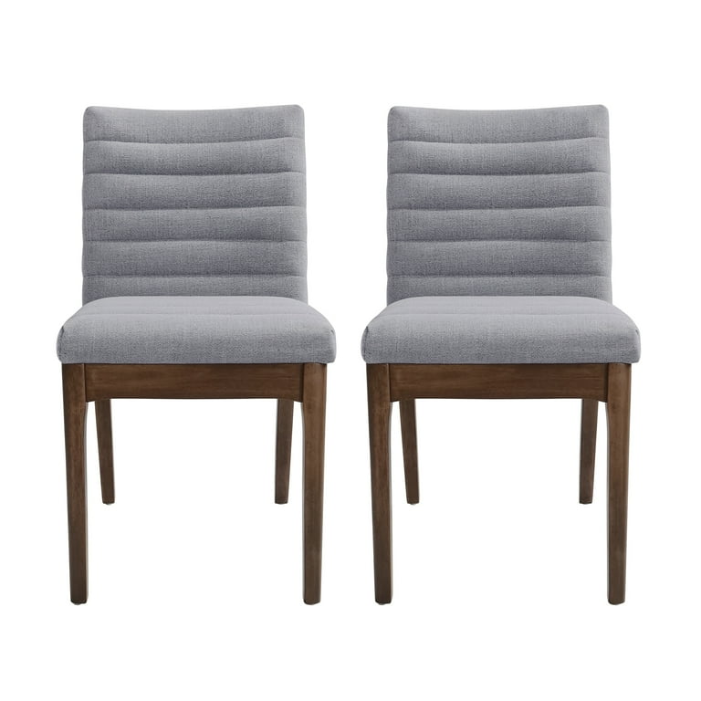 Christopher Knight Home Lancer Channel Stitch Dining Chairs Set of 2 by Light Beige Walnut Fabric Polyester
