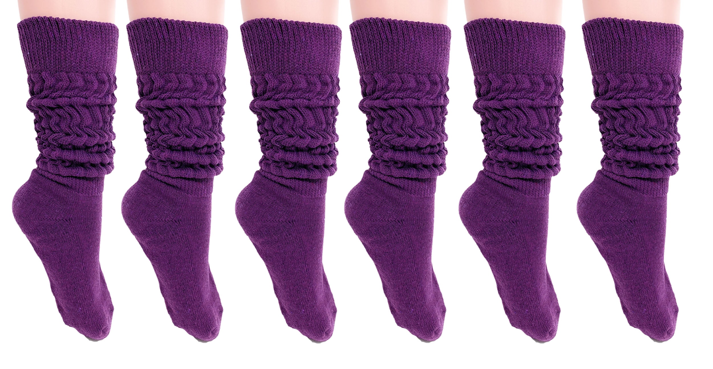 Heavy Slouch Socks for Women Purple 6 Pair Size 911