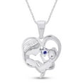 thumbnail image 3 of AFFY Blue Sapphire & White Cubic Zirconia Mom Heart Pendant Necklace 14k White Gold over Silver, 3 of 5