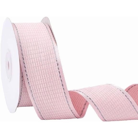 10 Yards x 1.5 Inch Double Sided Jumper Flocked Plaid Ribbon Polyester Velvet Ribbon Pink Fabric Webbing Tape Grosgrain Ribbon for DIY Crafts Gift Wrapping Christmas Making Home Decor Pink