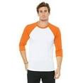 thumbnail image 2 of The Bella + Canvas Unisex 3/4 Sleeve Baseball T-Shirt - WHT/ NEON ORANGE - XS, 2 of 4