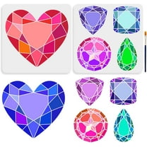Heart Gem Stencils 11.8 x 11.8 inch 5 Styles with Paint Brush Diamond Drawing Templates