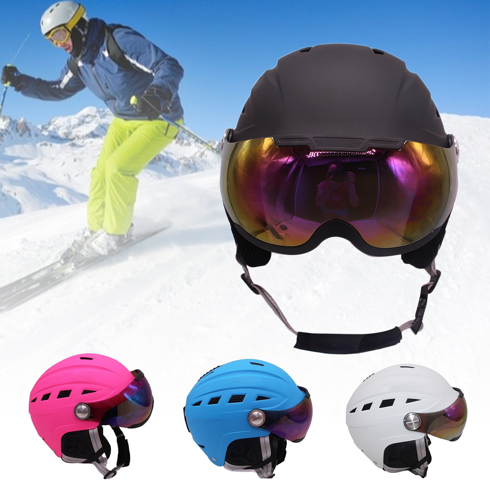Dengjunhu Ski Helmet Snowboard Helmet with Integrated Goggle Shield