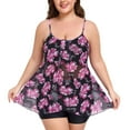 thumbnail image 4 of RELLECIGA Women's Adjustable Straps Mesh Tankini Swimsuit 2 piece Bathing Suits Plus Size Swimwear with Swim Shorts, 4 of 8
