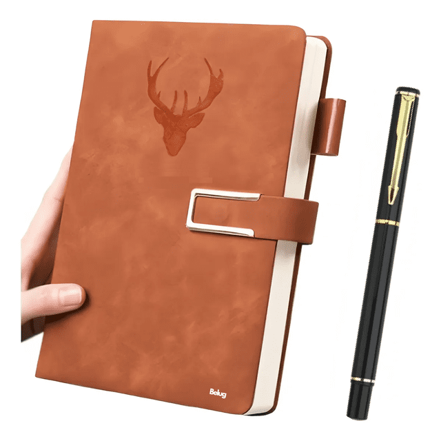 Cuaderno Libreta A5 Notebook Regalo Pluma Belug, Marron
