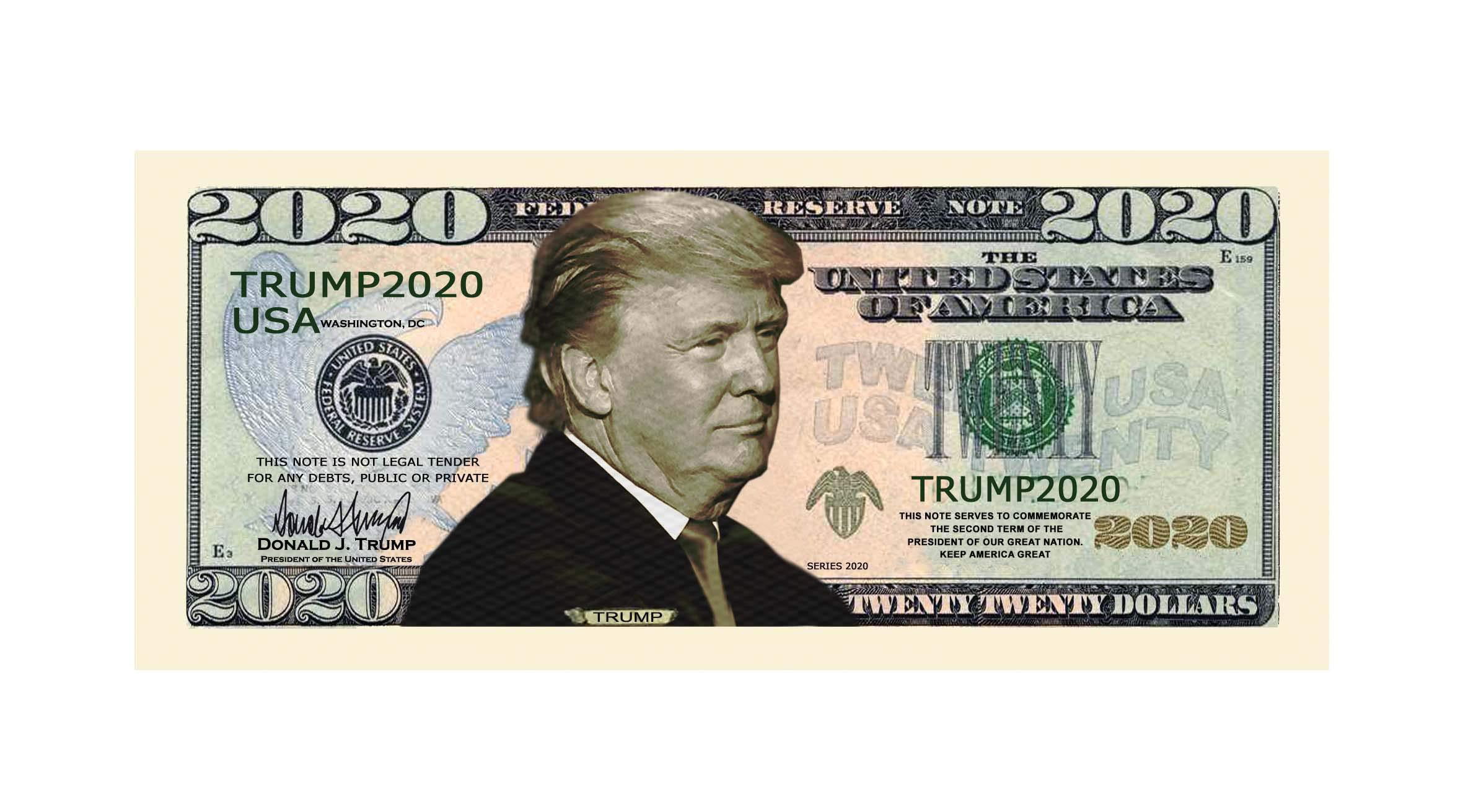 Pack of 50 Donald Trump 2020 Re-Election Presidential Novelty Dollar Bills 