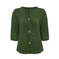 thumbnail image 4 of Mlzmgr Cotton Linen Shirts for Women Lightweight Collared Neck Button down Loose Fitted Shirts Womens Trendy, 4 of 6