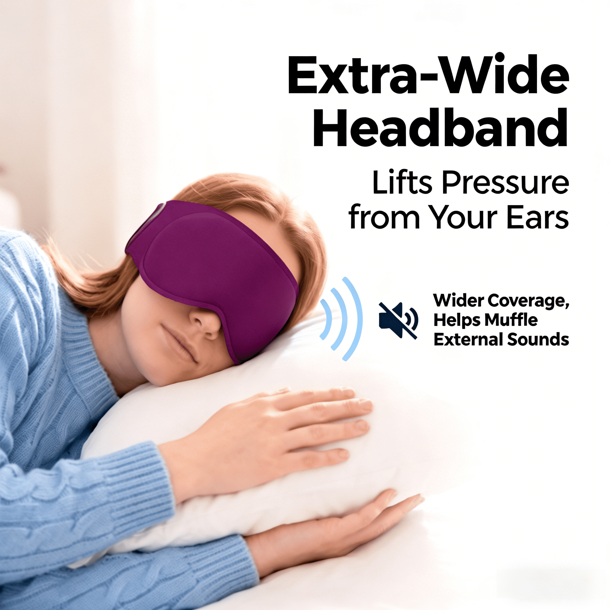 FACEMOON Weighted Sleep Mask 100% Blackout 3D Contoured for Men and Women Calming Sleep Moment Soft Memory Foam Zero Pressure Restful Sleep Purple
