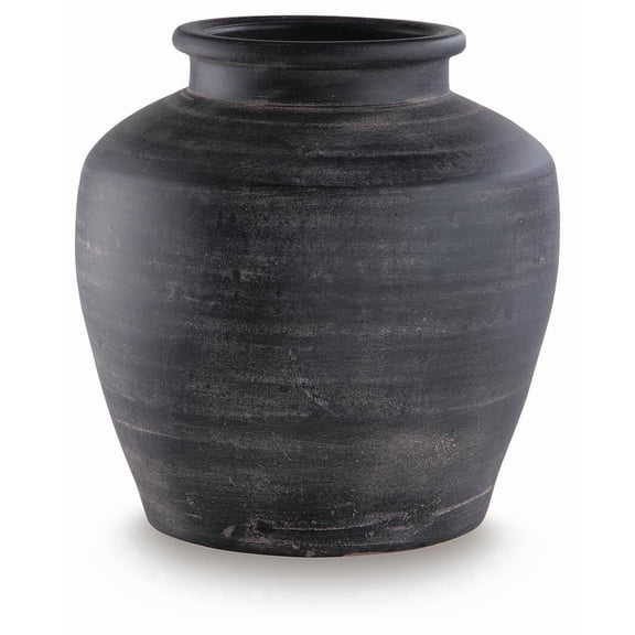 Signature Design by Ashley Meadie 12.25" Vase, Distressed Black Terra Cotta