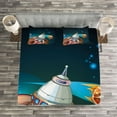 thumbnail image 3 of Ambesonne Cartoon Quilted Bedspread Set 3 Pcs, Spacecraft Planet Space, King Size, Multicolor, 3 of 3