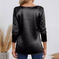 thumbnail image 3 of Garbnen Satin Shirt for Women Black Cowl Neck Womens Long Sleeve Shirts Dressy Summer Spring Crew Neck Women's Blouse, 3 of 3
