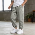 thumbnail image 2 of mgoYE Boys Pull on Linen Pants Textured Summer Casual Beach Pants Elastic Waist 4-14T(Grey,11-12 Years), 2 of 4