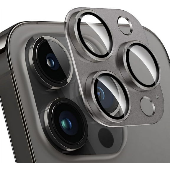 for iPhone 15 Pro/iPhone 15 Pro Max Camera Lens Protector, Strong Adhesion Aluminum alloy & Sapphire Glass material 9H Tempered Glass Camera Cover screen Metal Ring Case (NewGrey)