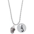 thumbnail image 1 of Delight Jewelry Silvertone Horse Head on Hatched Background Spinners Silvertone Script Initial Disc - J - Charm Necklace, 20"+3", 1 of 4