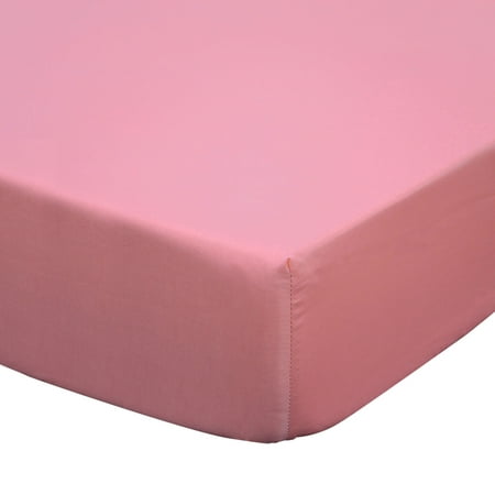 The Peanut Shell Baby Girl Crib Sheet - Solid Coral Pink - Gia Collection