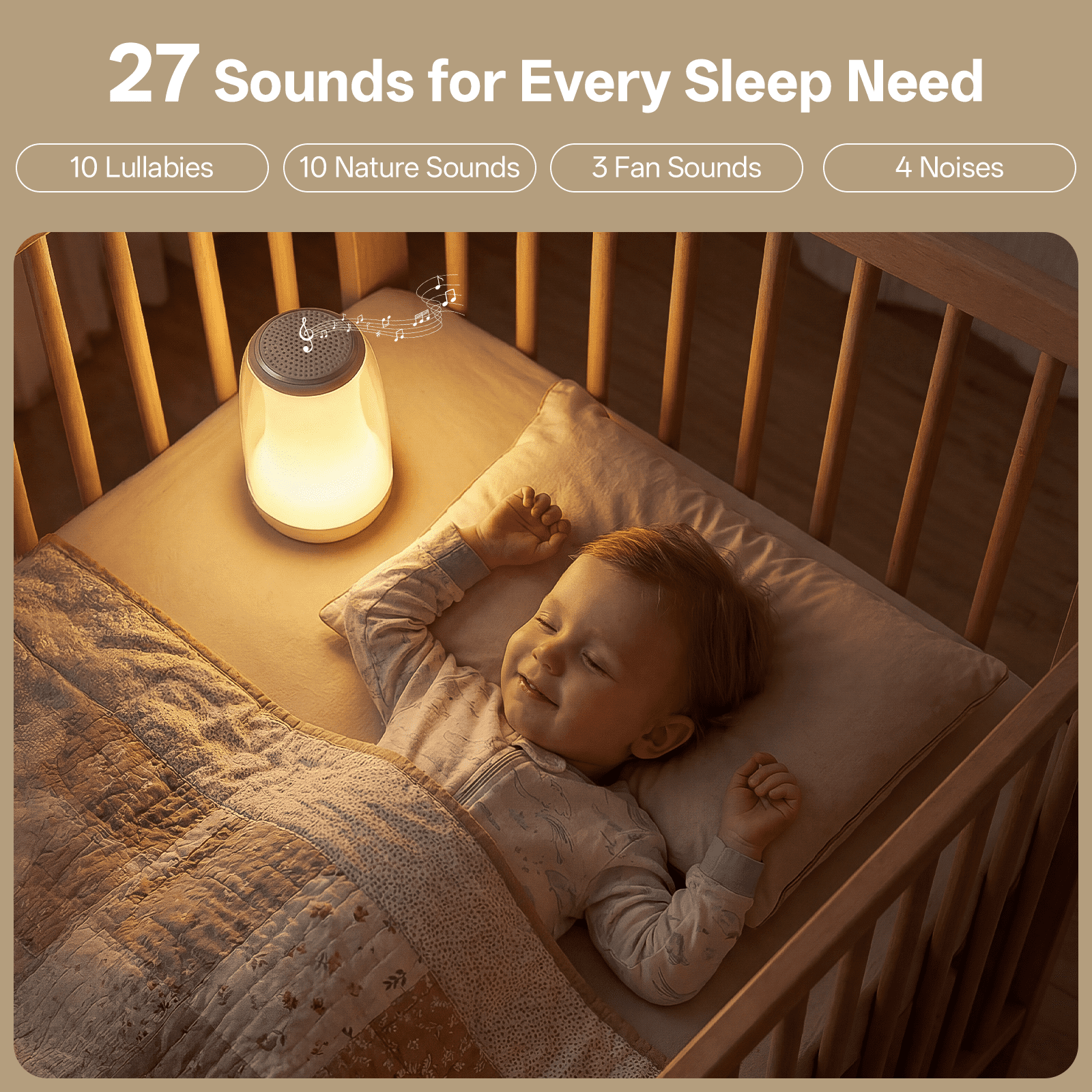 Hotmoon Baby Nursery Night Light Sleep Sound Machine, 27 Soothing Sounds, 8 Color-Changing, RF Remote Control, Timer, Child Nursing, Toddler Soothing