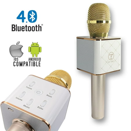 Indigi® MQ7 HandHeld Portable Wireless Bluetooth 4.0 KTV Karaoke Microphone & Speaker