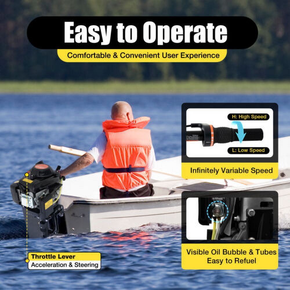 HANGKAI 4HP 4-Stroke Outboard Motor with Manual Starter and Air Cooling System