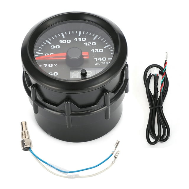 2in 52mm Car Oil Temperature Gauge Pointer 7-Colors LED Oil Temp Meter with Sensor