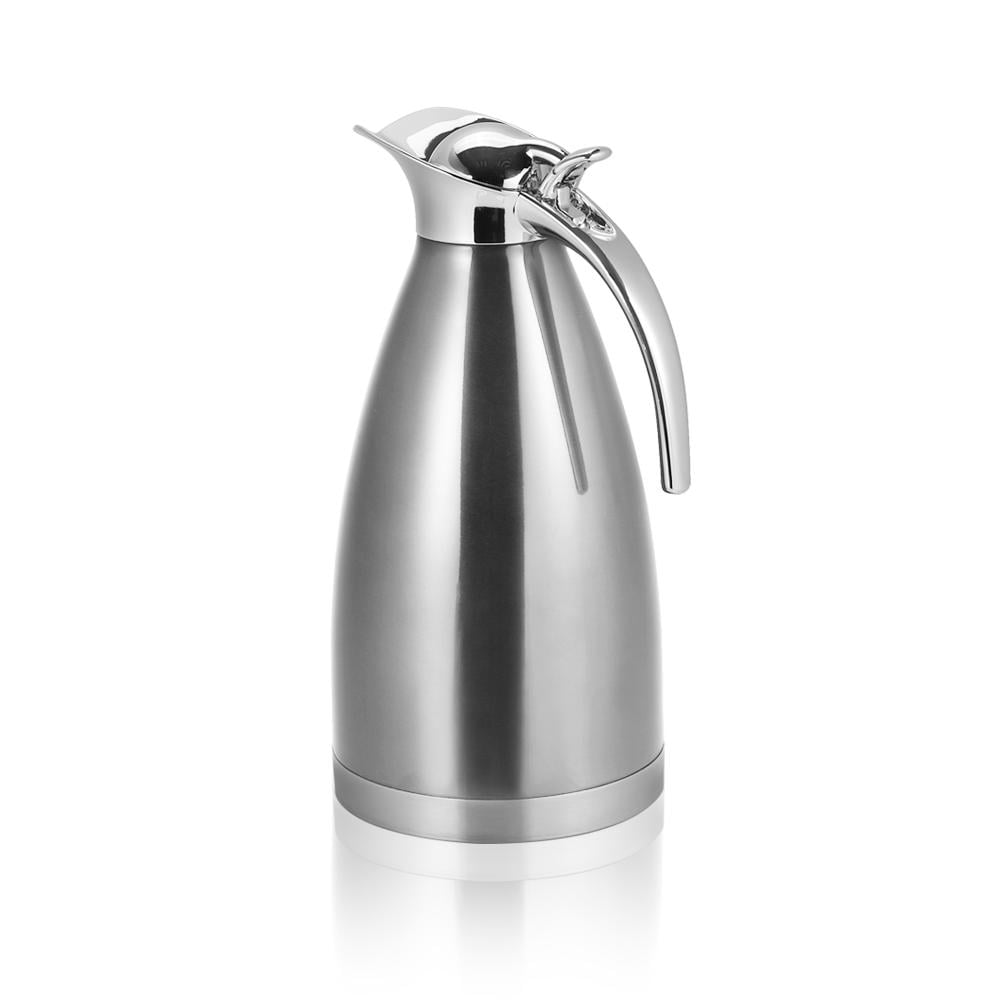 Insulated Pot Stainless Steel Coffee Pot Double Wall Vacuum Insulated Pot Thermo Jug Durable Rust Resistant Hot Water Bottle 2L Silver 