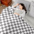 thumbnail image 4 of Manfei Modern Checkered 7-Piece Twin Bedding,Geometric Plaid Bedding Comforter Set,Gray White,Light Gray Reversible, 4 of 7