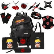 14PCS/SET Naruto Akatsuki Anime Backpack With Pen Bag,gloves,ring,shoulder bag,necklace,mask SET2