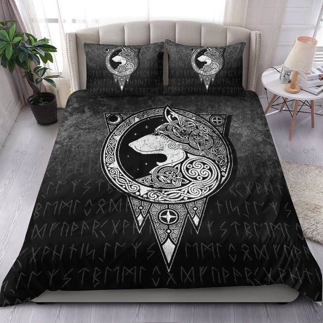 Viking Bedding Set Viking Norse Wolf Bedding Set RLT12