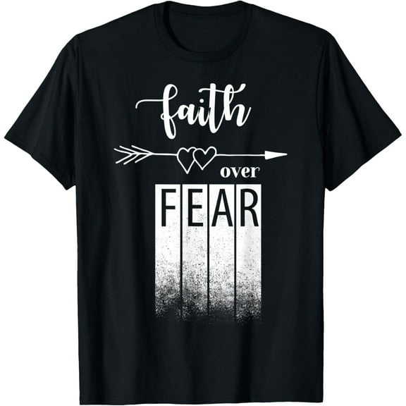 Faith Over Fear Christian Vintage Distress Style Motivation T-Shirt Tee