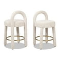 thumbnail image 6 of Penny 26.5" Round Arched Upholstered Beige Chenille Counter Stool - Set of 2, 6 of 12