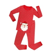 Elowel Kids Red Polka Dot Santa 2 Piece Pajama Set 100% Cotton