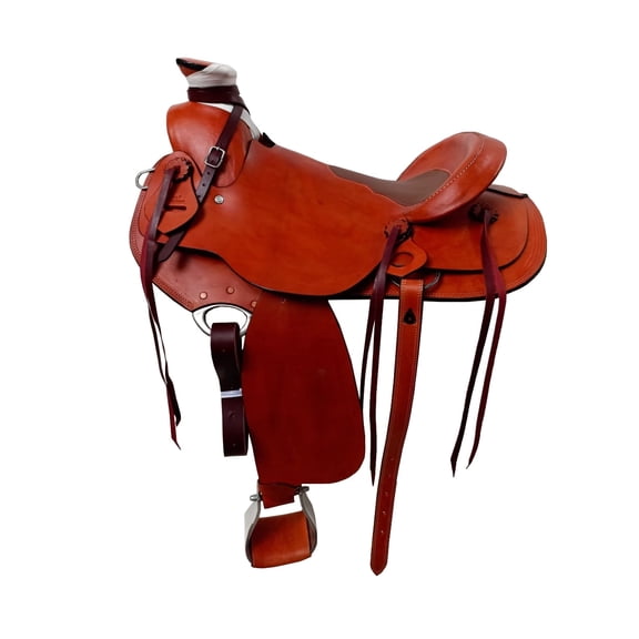 Big Horn Western Cherry Brown Leather Horse Saddle Hard Seat With Padded Patch 10" Inch
