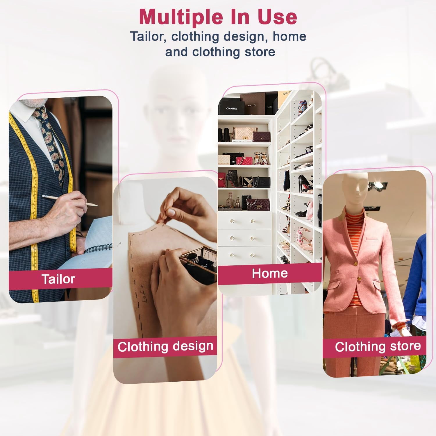 Dkelincs Female Mannequin Torso 69" Full Body Realistic Manikin Adjustable Sewing Dress Form Model Display with Metal Base