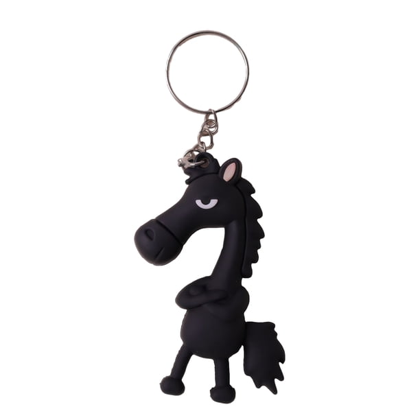 Llavero con colgante de caballo de dibujos animados en 3D, llavero con anilla de metal, accesorio multifuncional para regalo.