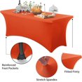 thumbnail image 2 of GFDYREE 2 Pack 6ft Stretch Spandex Orange Table Cover for Standard Folding Tables - Universal Rectangular Fitted Tablecloth Protector for Wedding, Banquet and Party, 2 of 7