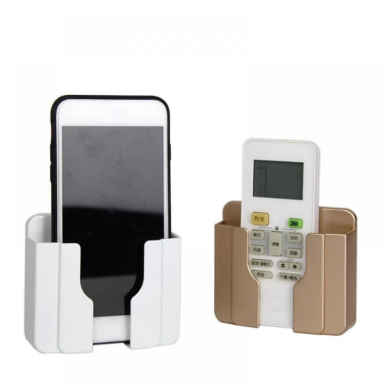 4 Pieces Wall Mount Phone Holder Adhesive Wall Phone Mount Charging Stand  and Remote Control Stand Mobile Phone Charger Socket Pocket Universal Deck
